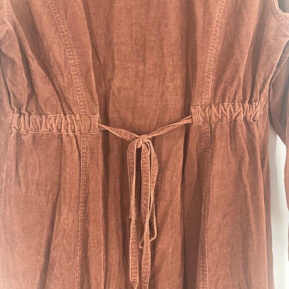 Fads Vintage Corduroy Velour Maxi Long Sleeve Dress Brown Country Western Small - Picture 8 of 13